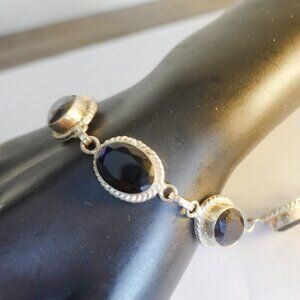 Gemstone Bracelet, Sterling Silver 925 Onyx Bracelet